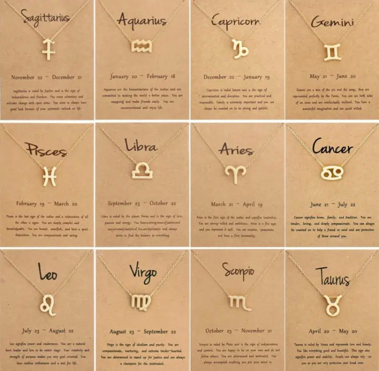 Horoscope Zodiac Sign Necklace