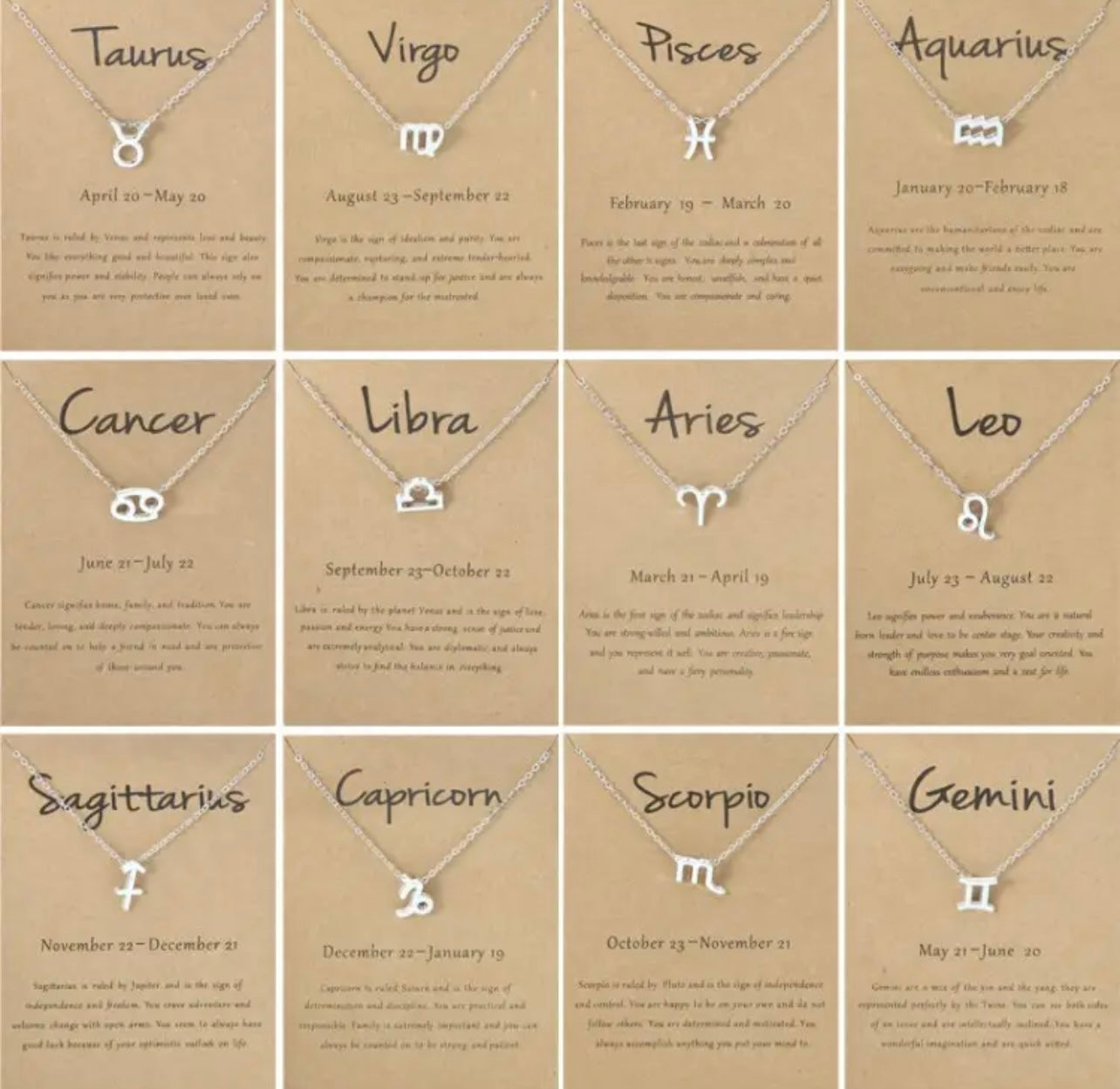 Horoscope Zodiac Sign Necklace